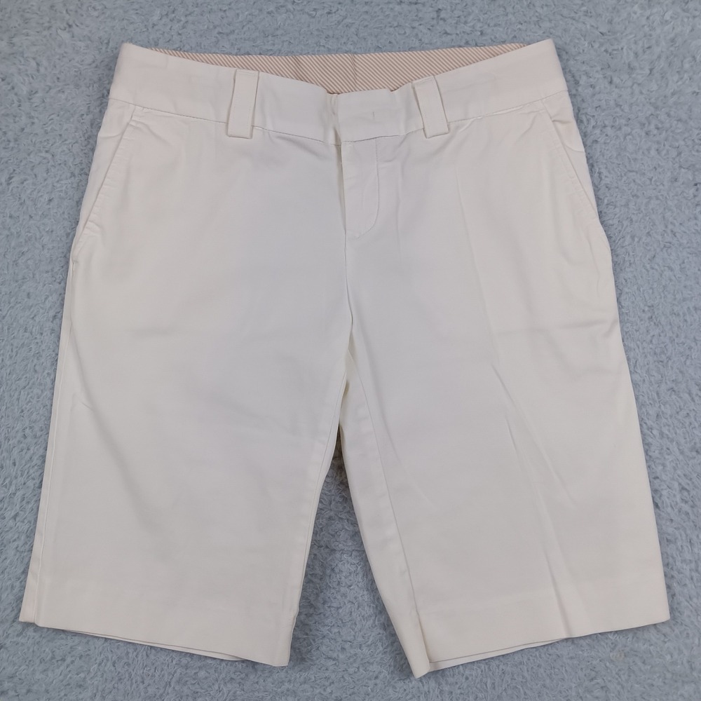 Banana Republic Bermuda Stretch Short Womens 4 Cream Cotton Chino 803085-01